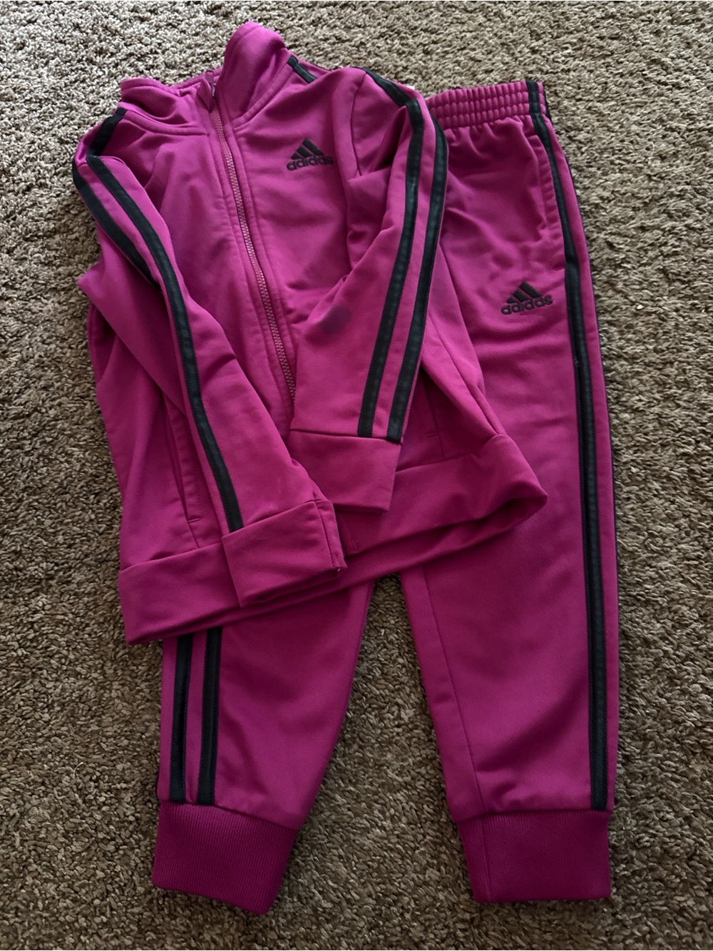 Adidas Kids' Maroon Track Jacket & Pants Set, 4T